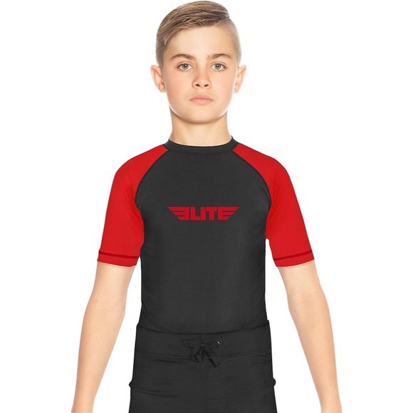 Elite Sports Rash Guards for Boys and Girls, Short Sleeve Compression BJJ Kids a - Picture 1 of 7